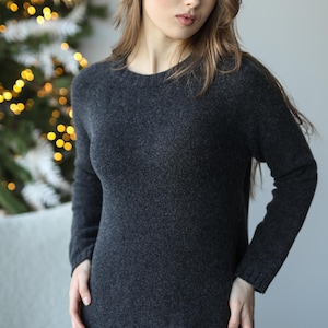 Wollstrick-Maxikleid – Langarm-Strickkleid – Winter-Wollkleid – Warmes Strickkleid – Merinowollkleid – Gemütliches Maxi-Strickkleid