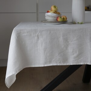White Linen Tablecloth: Organic European Linen, Custom Size Dinning cloth