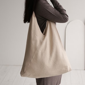 Big Linen bag, eco-friendly grocery shopping tote bag, eco summer linen bag, oversized handmade linen bag, natural linen fabric beach bag