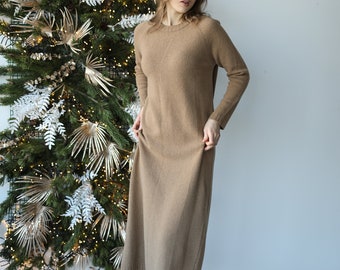 Cashmere wool maxi dress for ladies loose fit, super comfortable and practical