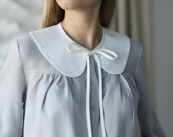 Detachable Linen Peter Pan Collar, Vintage Style