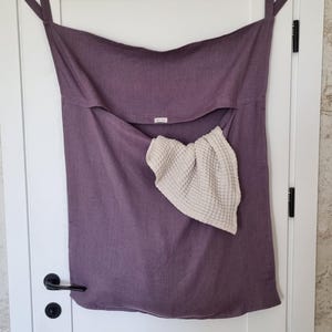 Large linen laundry bag with loops, custom colour hanging laundry hamper bag, laundry organiser for students, bathroom bag to hang on door