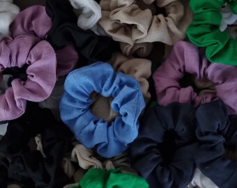 Geschenk Leinen Scrunchie Set (3 Stück), nachhaltige Haargummis, Geschenk für sie, Haargummis