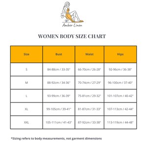 Amberlinen Women body size chart