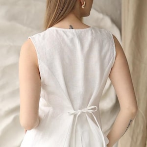 Linen vest JAVA in white colour
