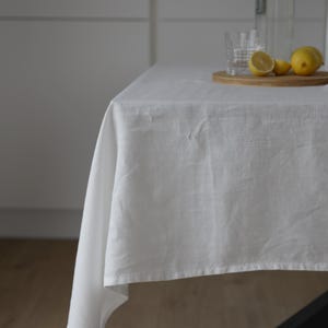 White Linen Tablecloth: Organic European Linen, Custom Size Available