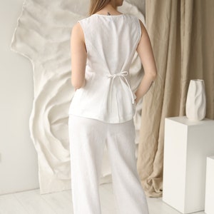 Linen Suit Cremona, White Linen Pantsuit for Women, White Pants Vest ...