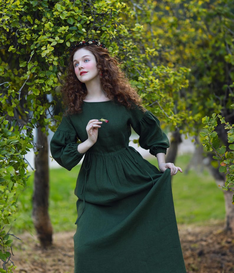verona linen dress in green
