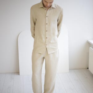 Men's Linen Suit outfit - shirt and pants matching set for man, formal linen suit for wedding, men's linen 2 peace outfit, custom colour