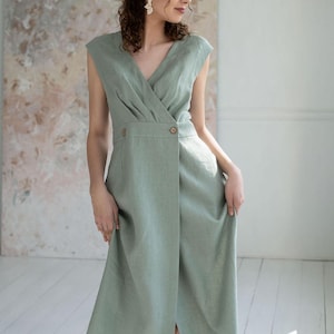 petite sage green dress for wedding Anewsta Elegant Sage Green Spaghetti Strap Waist Gathering Pleated Ruffle Hem Sophisticated Mini Dress, Petite Wedding Summer