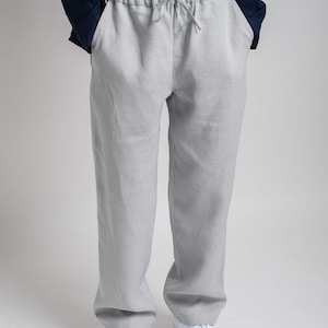 Handmade White Linen Pants Men: Summer Beach Trousers