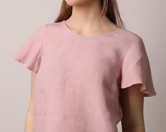 M size ready to ship Linen top blouse Caserta in dusty pink your summer perfect linen womens tops can be wrapped as a gift for her