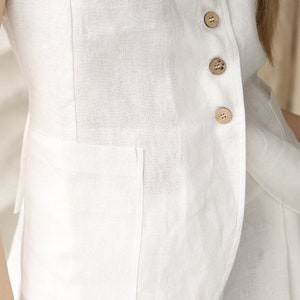 Linen Suit Cremona, White Linen Pantsuit for Women, Vest and Pants Set ...