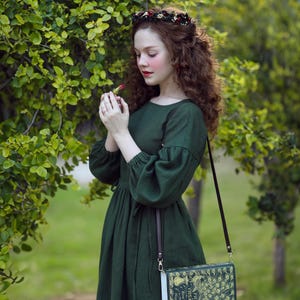 linen dress with puff sleeves