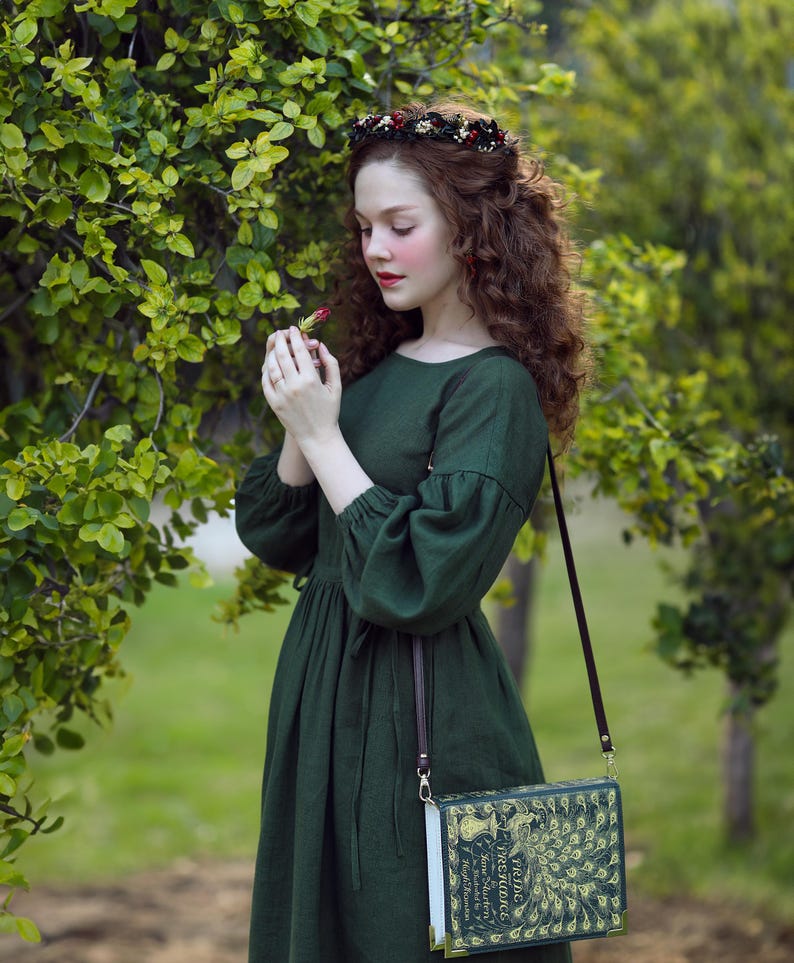 linen dress with puff sleeves