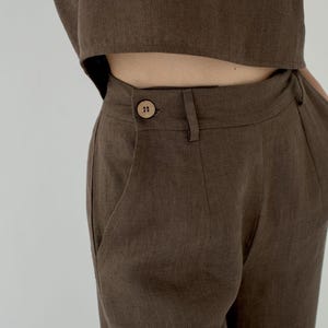 Wide Leg Linen Palazzo Pants: High Waist Trousers with Pockets