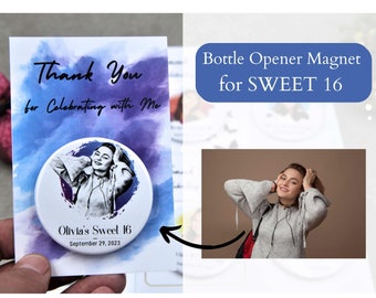 Sweet 16 Party Magnet Favors for Girls. For Guests Sweet 16 favors. Quinceanera Favors