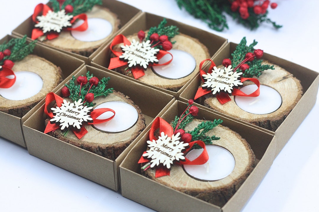 Christmas Candle Holder Favors, Christmas Gifts, Bulk Christmas Gifts