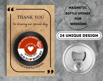 Magnetic Bottle Opener and Card for Weddings, Birthdays, Baptisms , Baby Showers and Bridal Showers