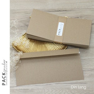 Din lang Umschlag | Kraftpapier | Recycling | Brief | Hülle | Haftklebend mit Abziehstreifen | natur | 114 x 229 mm | C6/5