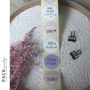 Aufkleber rund | Text Danke | bunt | Sticker 40 mm | 5 verschiedene Texte