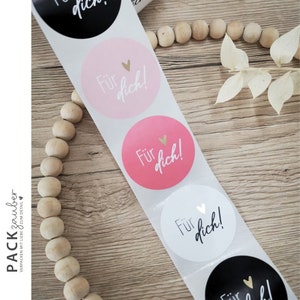 Aufkleber rund | Für dich | Sticker 40 mm | rosa, pink, weiss, schwarz gold