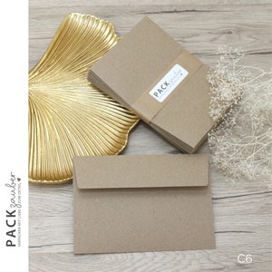 Din C6 Umschlag | Kraftpapier | Recycling | Brief | Hülle | Haftklebend mit Abziehstreifen | natur | 114 x 162 mm