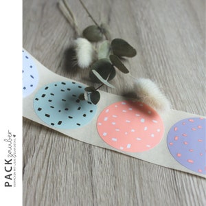 Aufkleber rund | Geburtstag, Party | bunt Konfetti Punkte | Sticker 50 mm | 6 verschiedene Farben