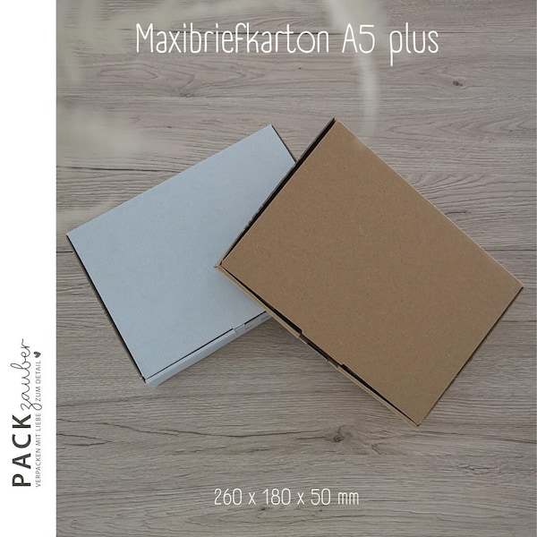 Maxibriefkarton A5 plus | Versandbox | 260 x 180 x 50 mm | Geschenkverpackung | weiss oder braun