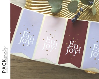 Sticker flags | enjoy | in purple, pink, burgundy shades & gold dots | Sticker 80 x 30 mm | Closure