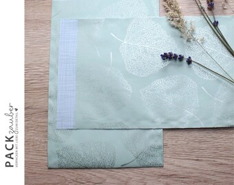 Paper bag | Gift bag | Flat bag | 12.5 x 21 cm | green blue with silver leaves