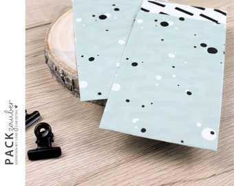 small paper bag | gift bag | flat bag | 7.5 x 15 cm | birthday | gift | green, black, white