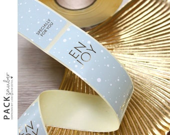 Sticker | enjoy | green with gold and white dots | Sticker 110 x 35 mm | Closure for maxi letter boxes