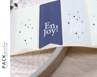 Sticker flags | enjoy | in shades of blue & gold | Sticker 80 x 30 mm | Closure