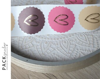 Round sticker | Heart | pink burgundy beige gold | Sticker 55 mm | 3 colours