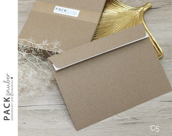 Din C5 envelope | Kraft paper | Recycled | Letter | Cover | Self-adhesive with peel-off strip | natural | 162 x 229 mm