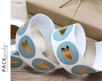 Round sticker | Heart | blue gold | Sticker 35 mm