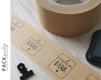 Natural unprinted adhesive tape | 50 m long | Set of 2 | Kraft tape | Paper adhesive tape | Packing tape | Environmentally friendly | Parcel tape | Brown