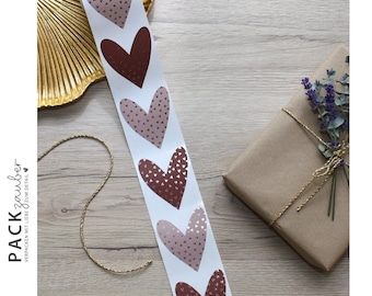 Heart sticker | dusty rose, burgundy & gold | 51 x 61 mm | Set of 2 colors