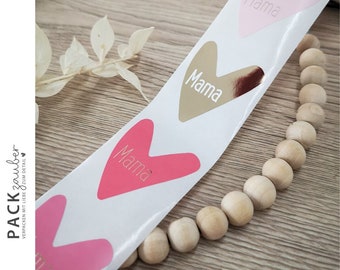 Sticker | Mama in heart shape | Sticker 33 x 38 mm | pink, black gold