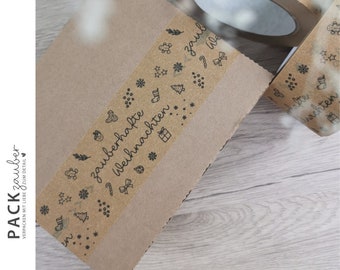 Magical Christmas Adhesive Tape | 50 m long | Kraft tape | Printed paper tape | Packing tape | Environmentally friendly