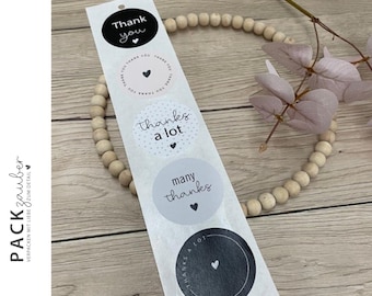 Round stickers, 5 cm "thank you" 5 different designs