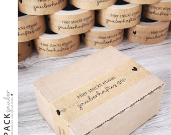 Adhesive tape set (2 pieces) "There's something magical inside" | 50 m long each | Kraft tape | Printed packing tape