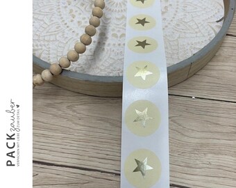 Round sticker | Star | Natural beige gold | Sticker 35 mm