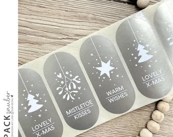 Closure stickers | champagne | winter/Christmas | stickers 80 x 30 mm | 3 different designs