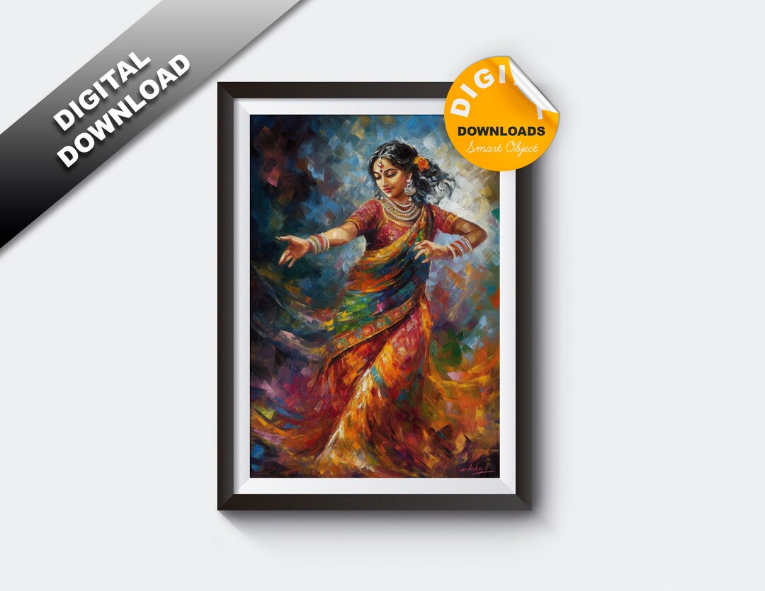 Indian Culture Dancing Girl Wall Art Digital Download Ethnic Etsy