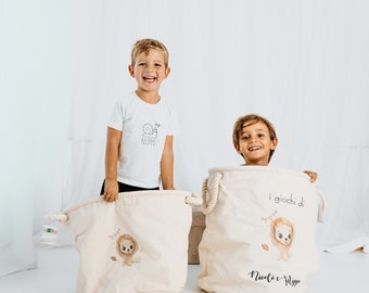 Cesto portagiochi in 100% cotone Canvas personalizzato per la cameretta dei bambini