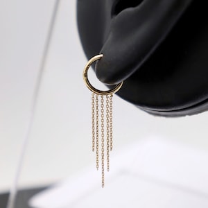 Chain elegance - Piercing oro 18k pendiente delicado Pushpin Threadless Cartílago Conch Helix Tragus Labret pequeña , luxury