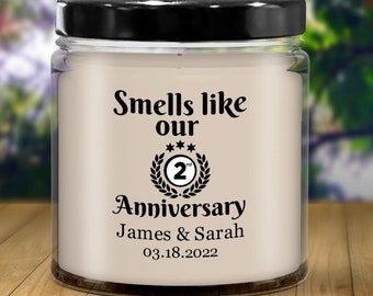 2nd Anniversary Gift-Custom Candle-Personalized Candle-Wife Anniversary Gift-Husband Anniversary Gift-Anniversary Candle-2 Year Anniversary