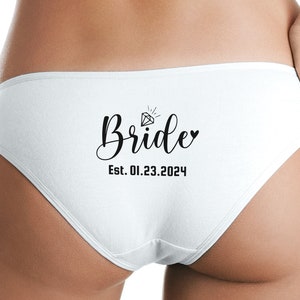 Bridal Underwear-Bride Underwear-Funny Lingerie For Bride-Bride Est year Custom Panty-Custom underwear gift  from groom-Honeymoon underwear